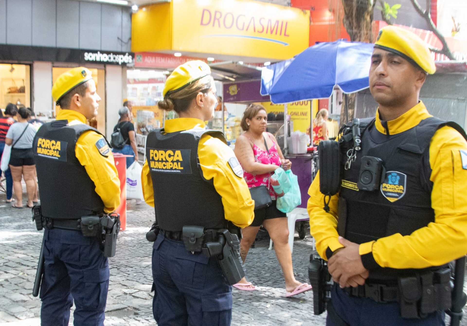 Força Municipal reforça policiamento no calçadão de Campo Grande nesta segunda-feira (13) - Érica Martin / Agência O Dia