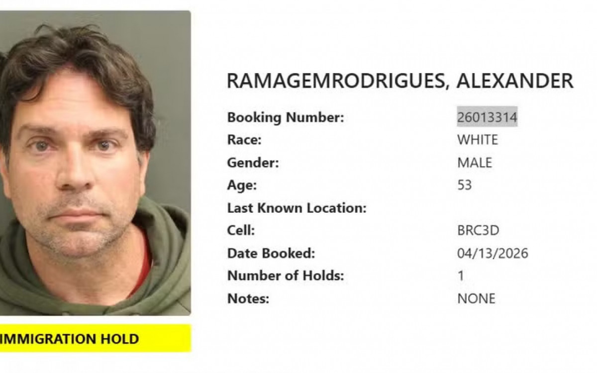 Registro de pris&atilde;o de Ramagem foi divulgado nesta ter&ccedil;a-feira pelas autoridades norte-americanas