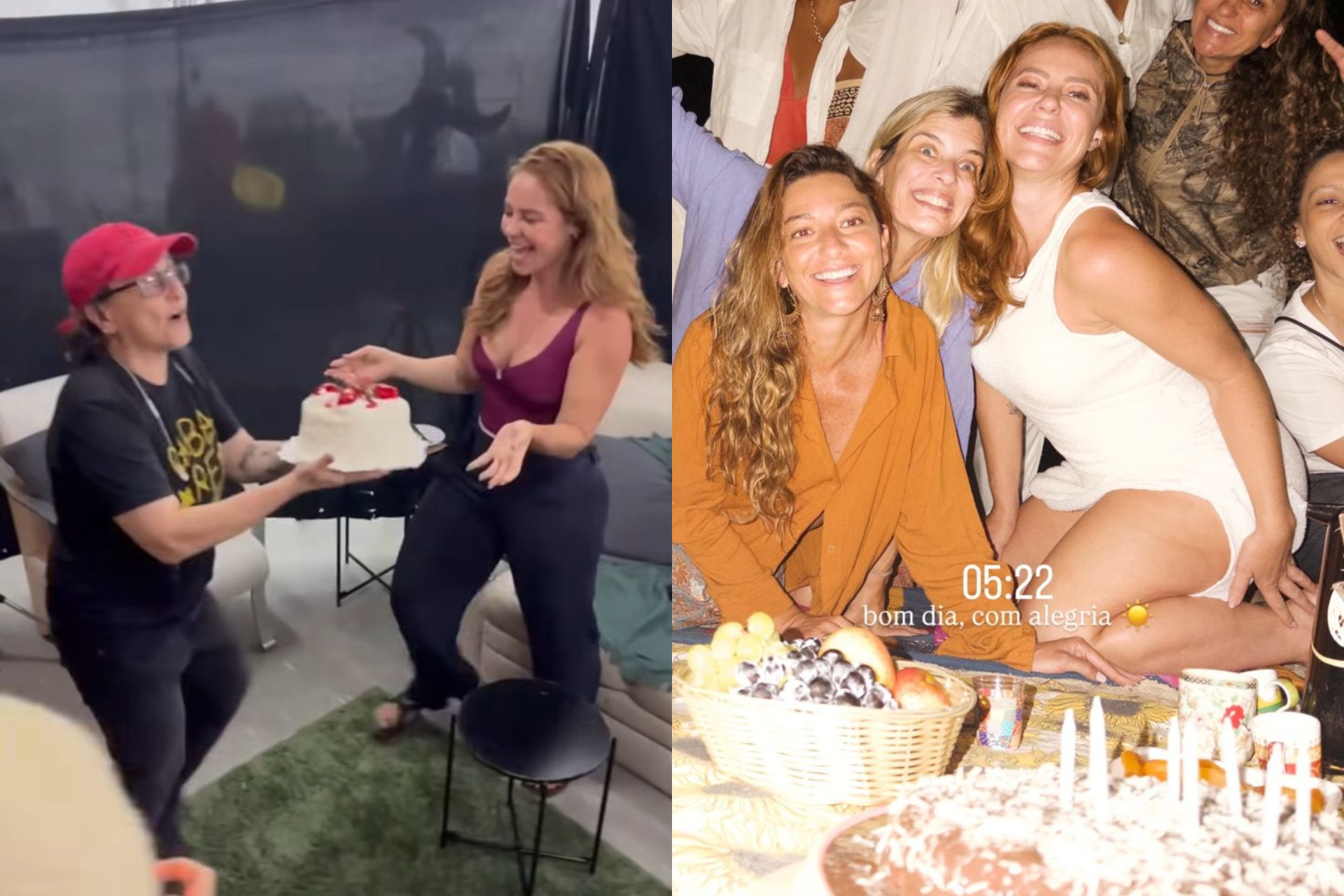 Paolla Oliveira inicia aniversário com bolo surpresa e piquenique: 'Alegria'