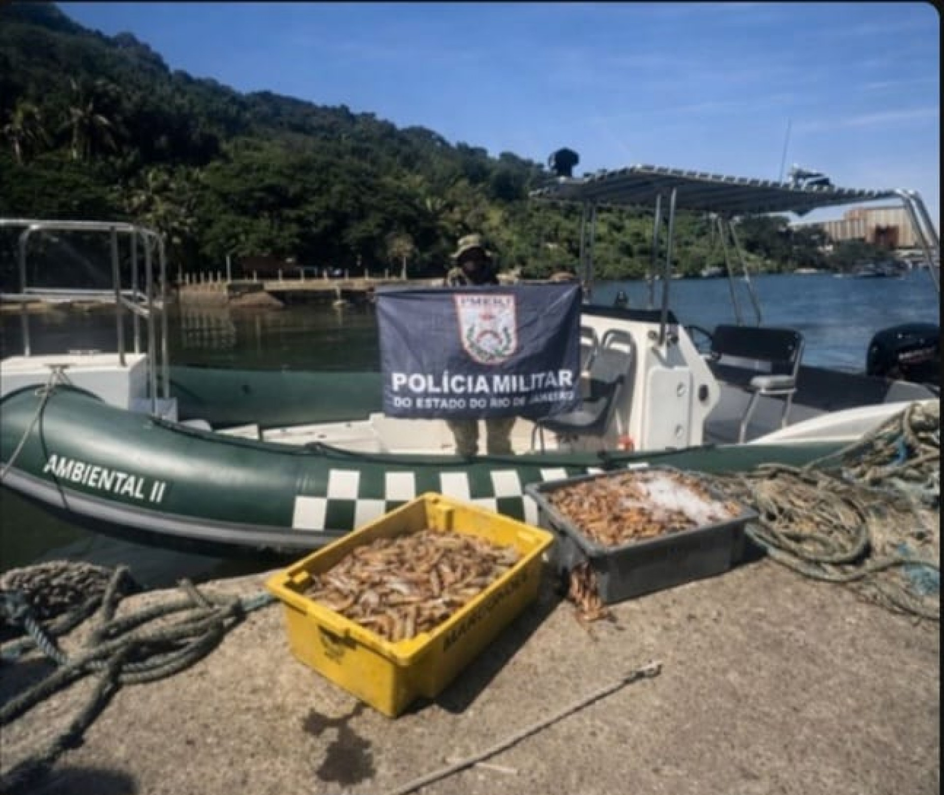 Polícia Ambiental prende quatro em flagrante por pesca ilegal de camarão na Baía da Ilha Grande