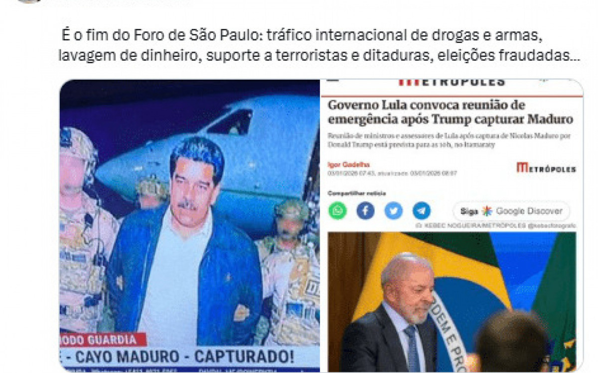 Publicação feita em 3 de janeiro por Flávio Bolsonaro