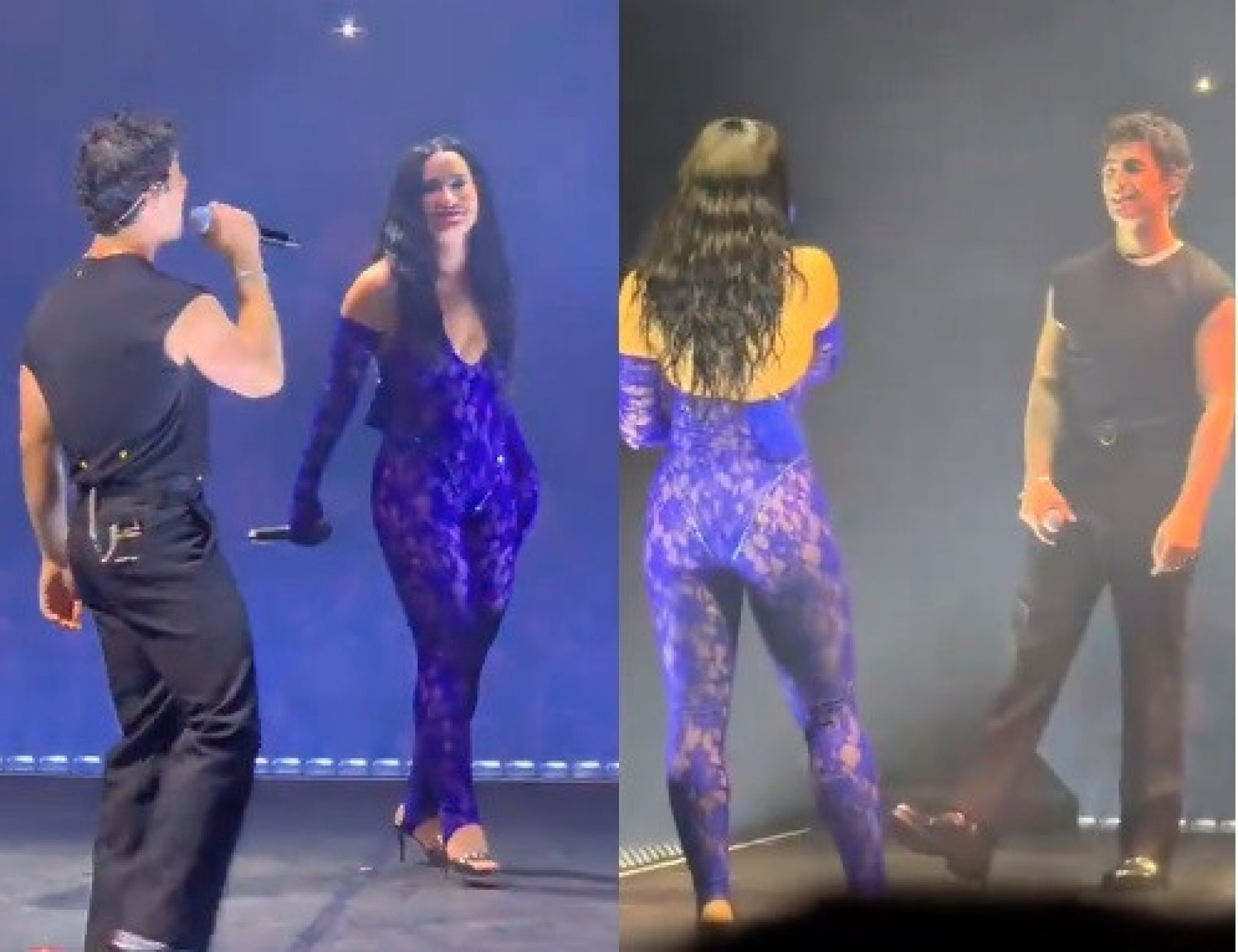 Joe Jonas e Demi Lovato em apresentação - Reprodução de vídeo