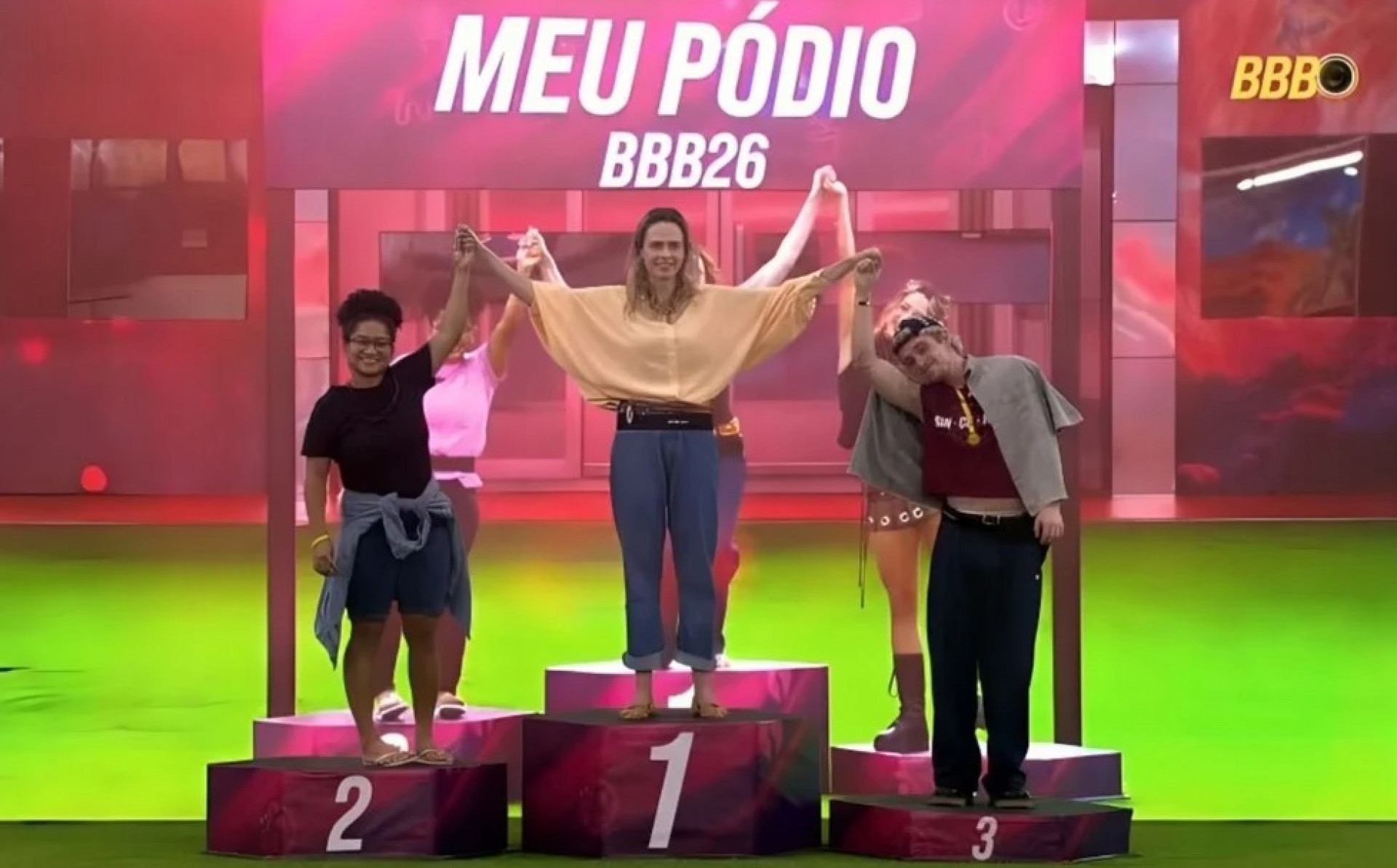 Ana Paula Renault, Milena e Juliano Floss - Reprodução TV Globo