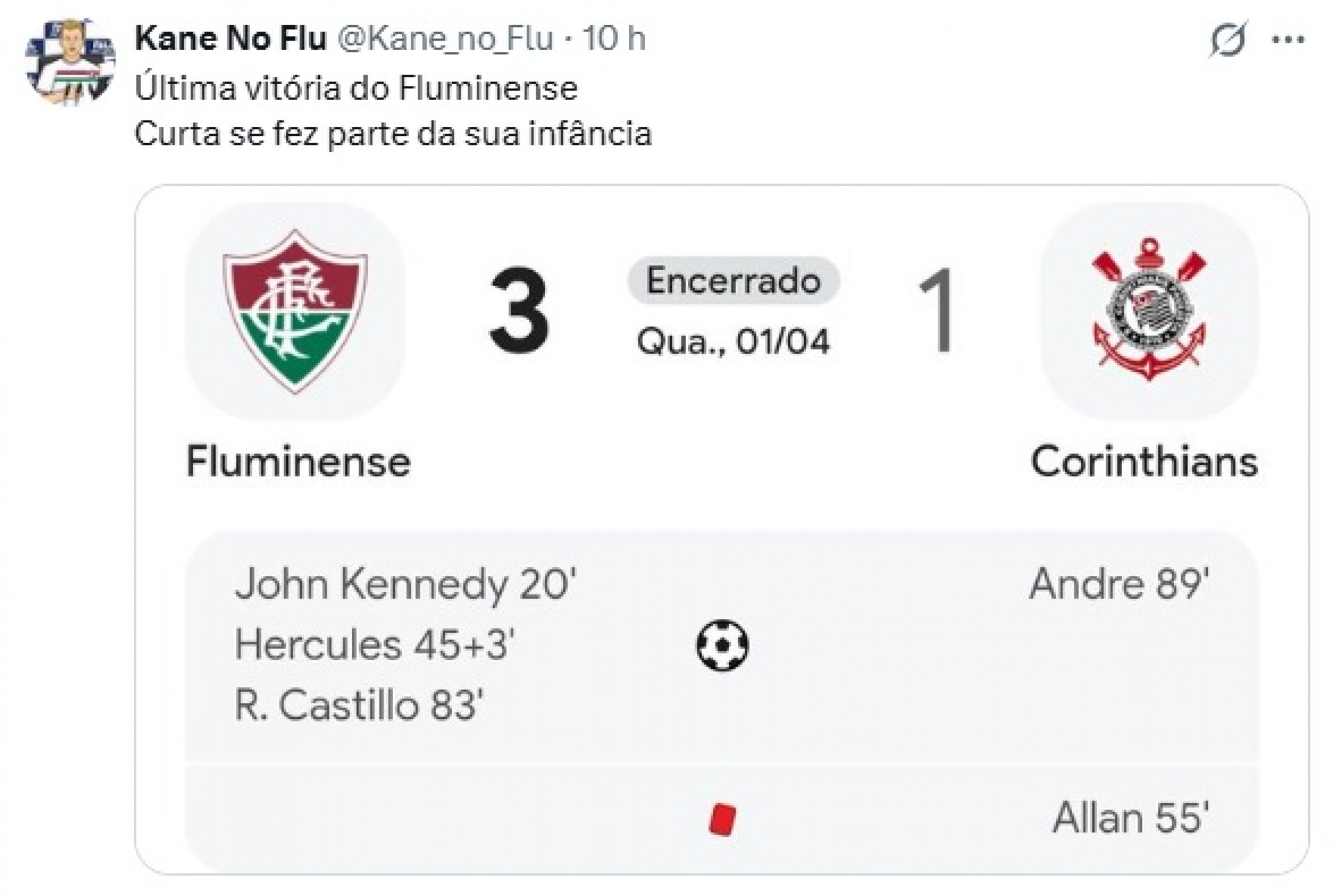 Torcedores lembram que Fluminense est&aacute; sem vencer desde o in&iacute;cio do m&ecirc;s - Reprodu&ccedil;&atilde;o / X