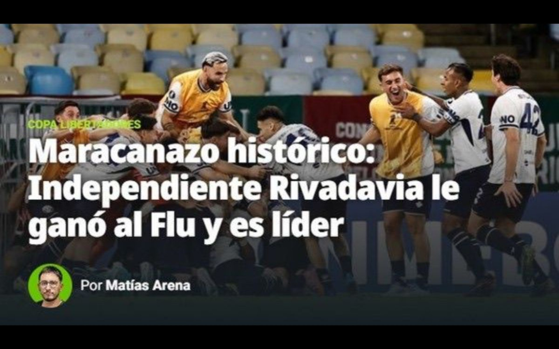 Repercussão da vitória do Independiente Rivadavia (ARG) no 'Olé' - Reprodução / Olé