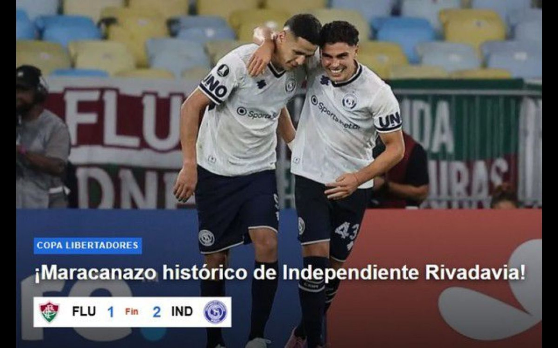 Repercussão da vitória do Independiente Rivadavia (ARG) na 'Tyc Sports' - Reprodução / Tyc Sports