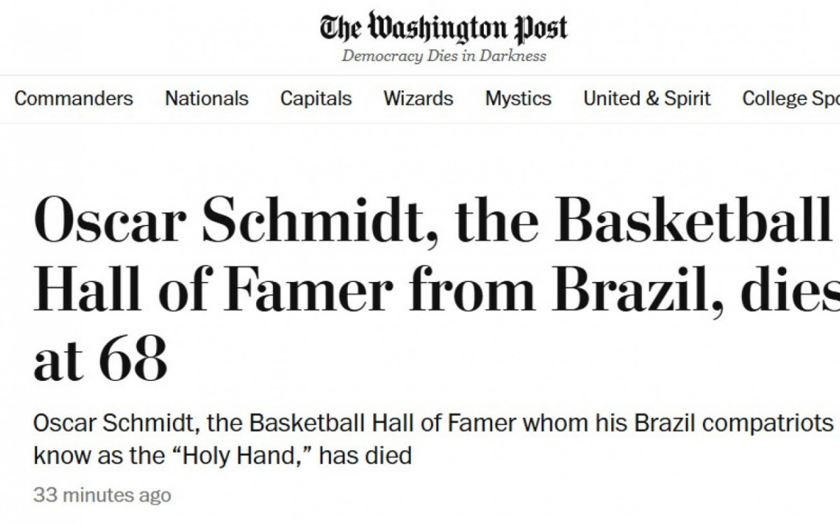 Imprensa internacional repercute a morte de Oscar Schmidt