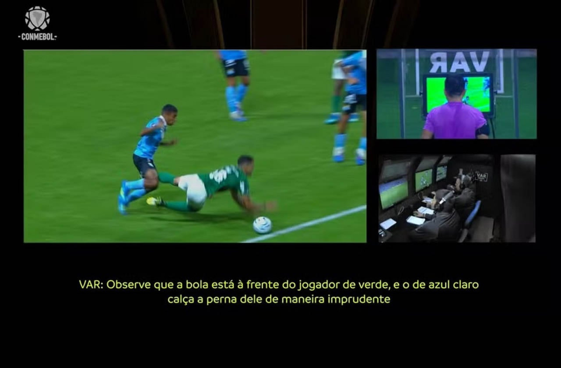 Conmebol divulga &aacute;udio do VAR em p&ecirc;nalti para o Palmeiras na Libertadores