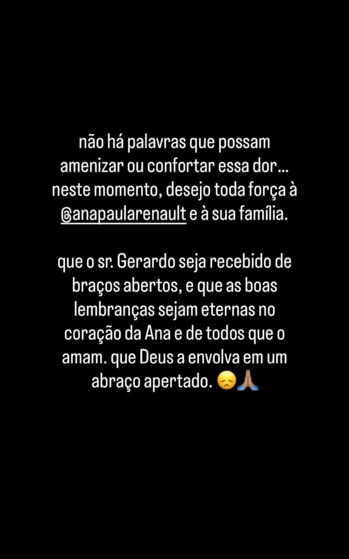 Ex-BBB Gabriela comenta sobre falecimento do pai de Ana Paula Renault, Gerardo Renault. - Reprodução / Instagram