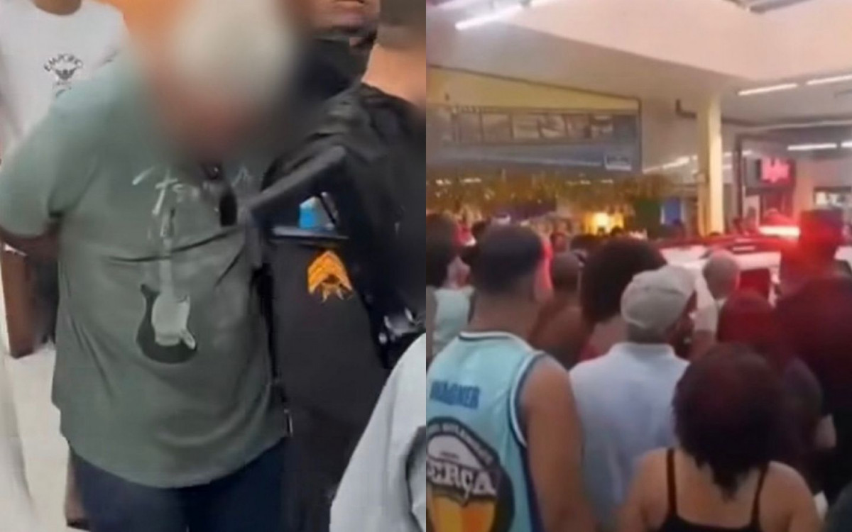 Caso gerou revolta na população, que seguiu a viatura até a saída do centro comercial