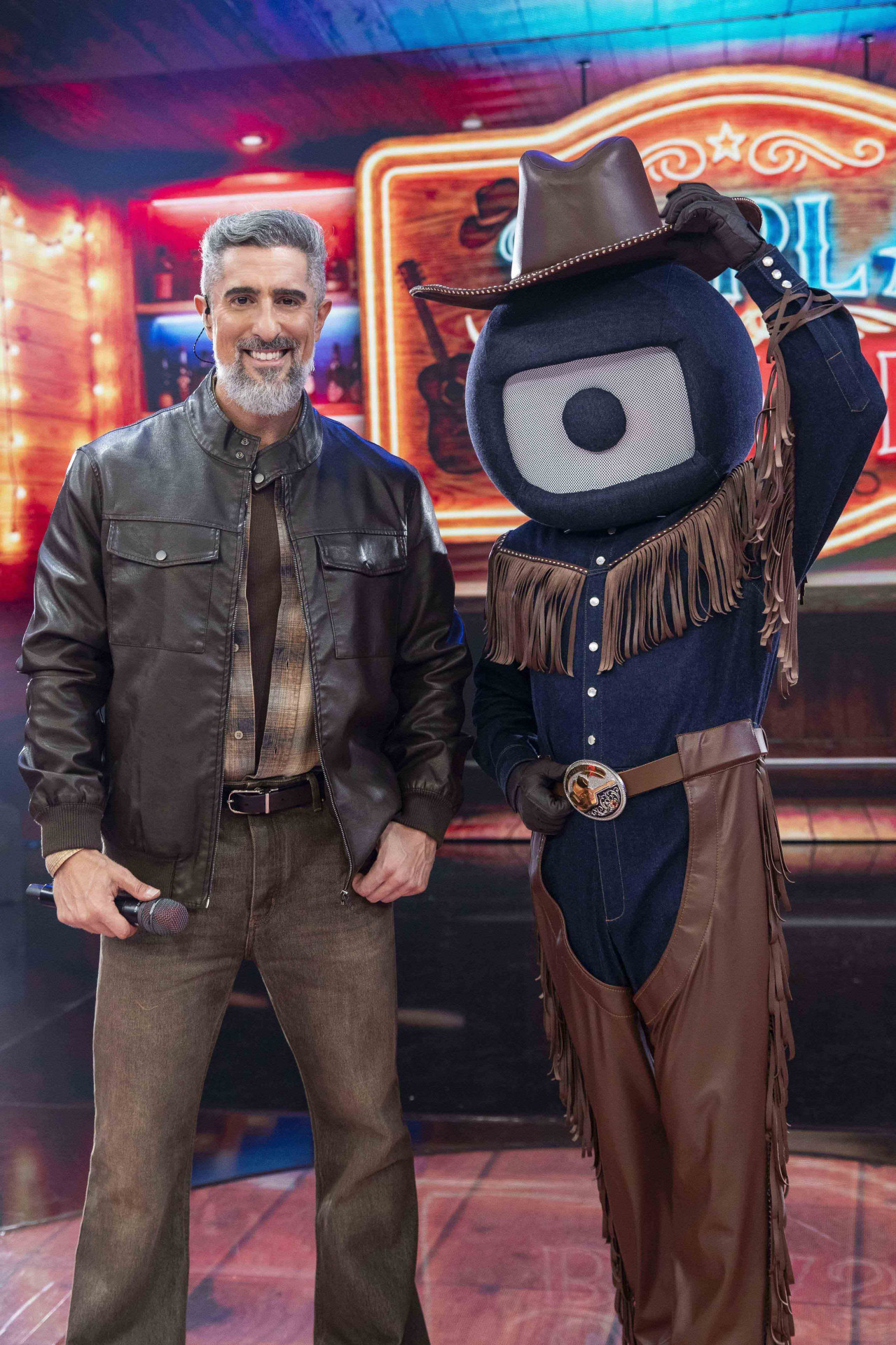 Marcos Mion e Globolinho. - Gabriel Vaguel/Globo