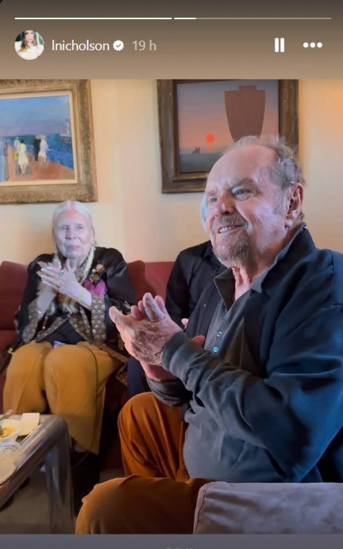 Jack Nicholson em foto postada pela filha, Lorraine Nicholson, no aniversário de 89 anos do ator - Reprodução / Instagram