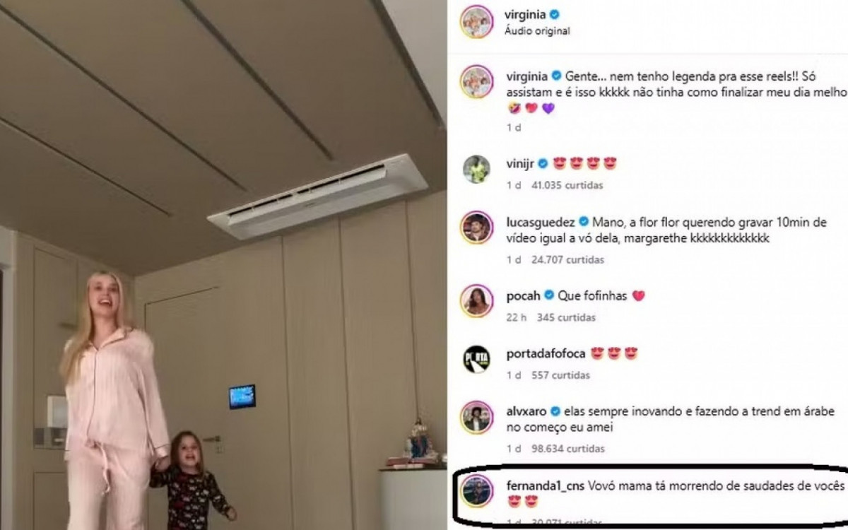 M&atilde;e de Vini Jr. viraliza ao se chamar de 'vov&oacute;' de filhos de Virg&iacute;nia e divide opini&otilde;es - Reprodu&ccedil;&atilde;o Instagram