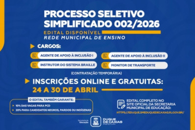 Duque de Caxias lança edital para processo seletivo simplificado