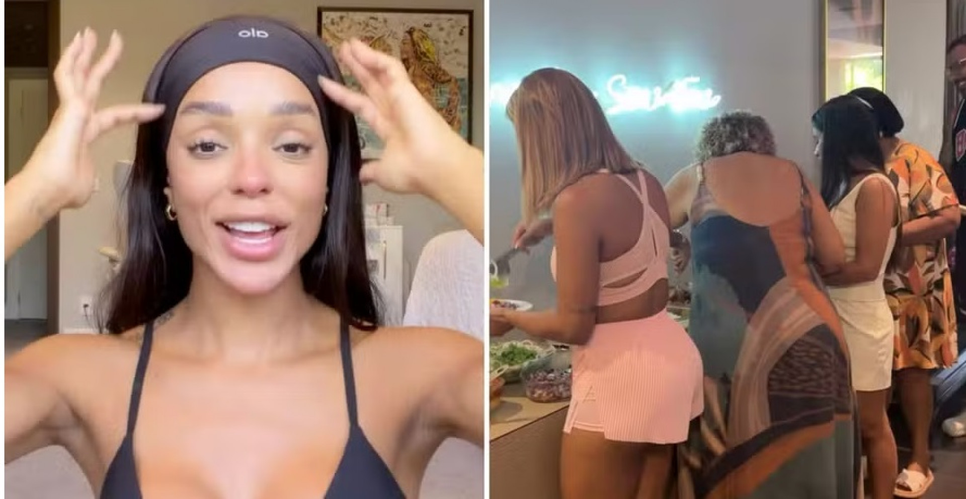 Brunna Gonçalves mostra fila para almoço em casa e brinca: 'Um restaurante?'