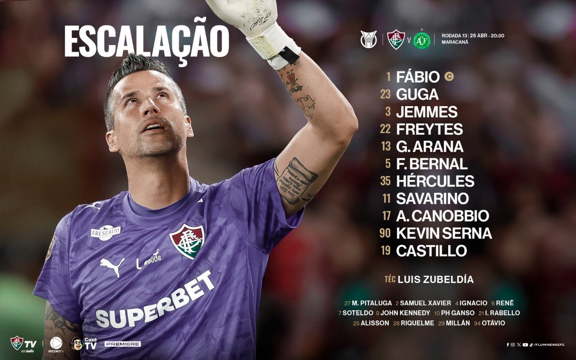 Com Savarino de volta, Zubeldía confirma escalação do Fluminense contra a Chape