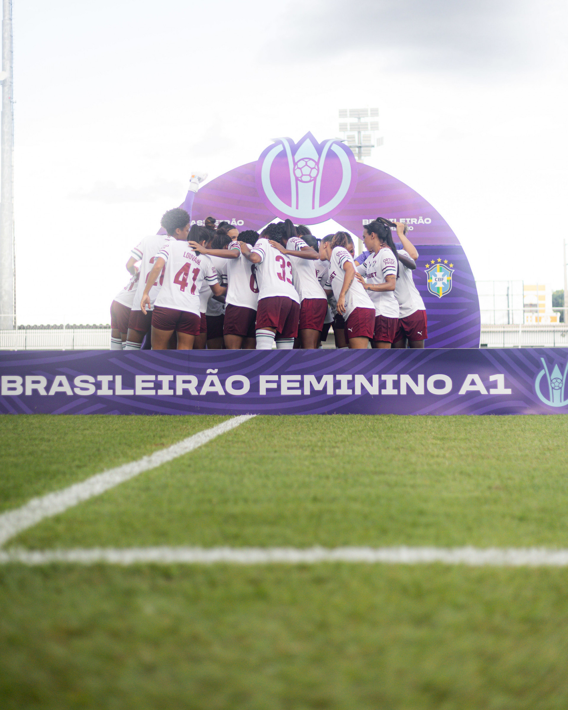 Equipe do Fluminense antes do jogo pelo Brasileirão Feminino, neste domingo (26) - Marina Garcia / Fluminense
