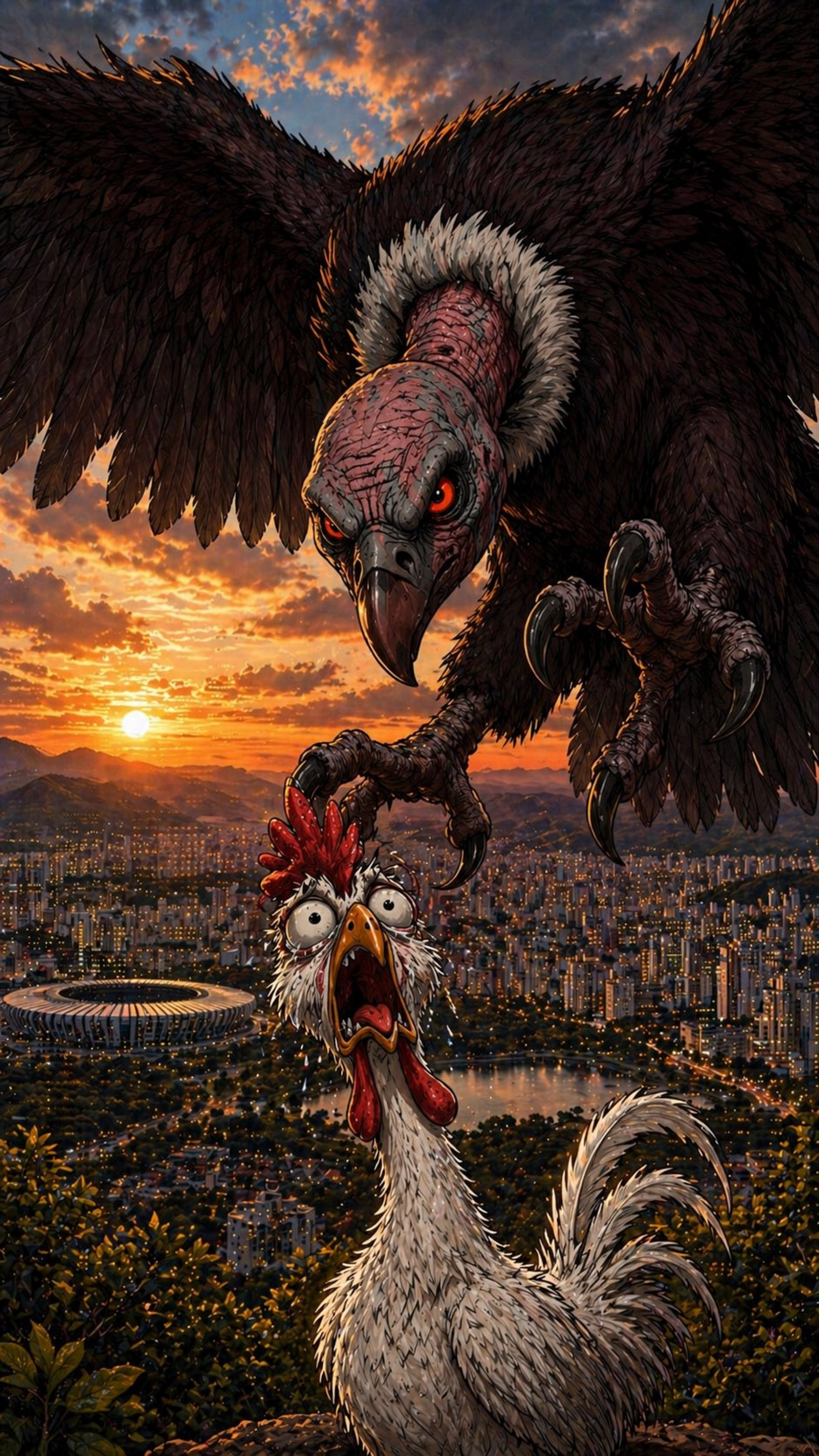 Montagem postada por um torcedor com mascotes dos dois clubes - Reprodução / X