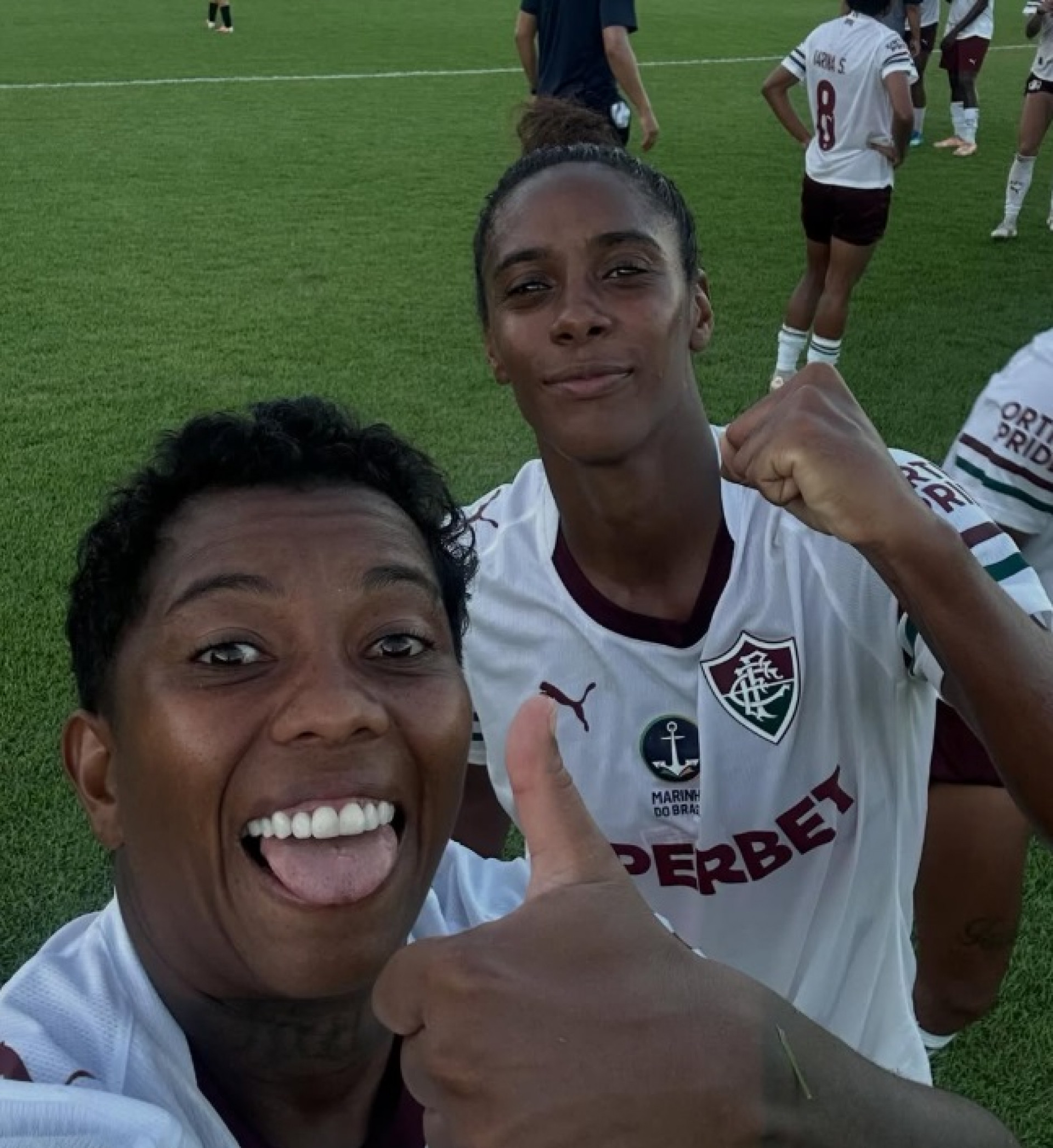 Lelê, à esquerda, e Keké, na direita, marcaram os gols do Fluminense no jogo - Reprodução / Instagram
