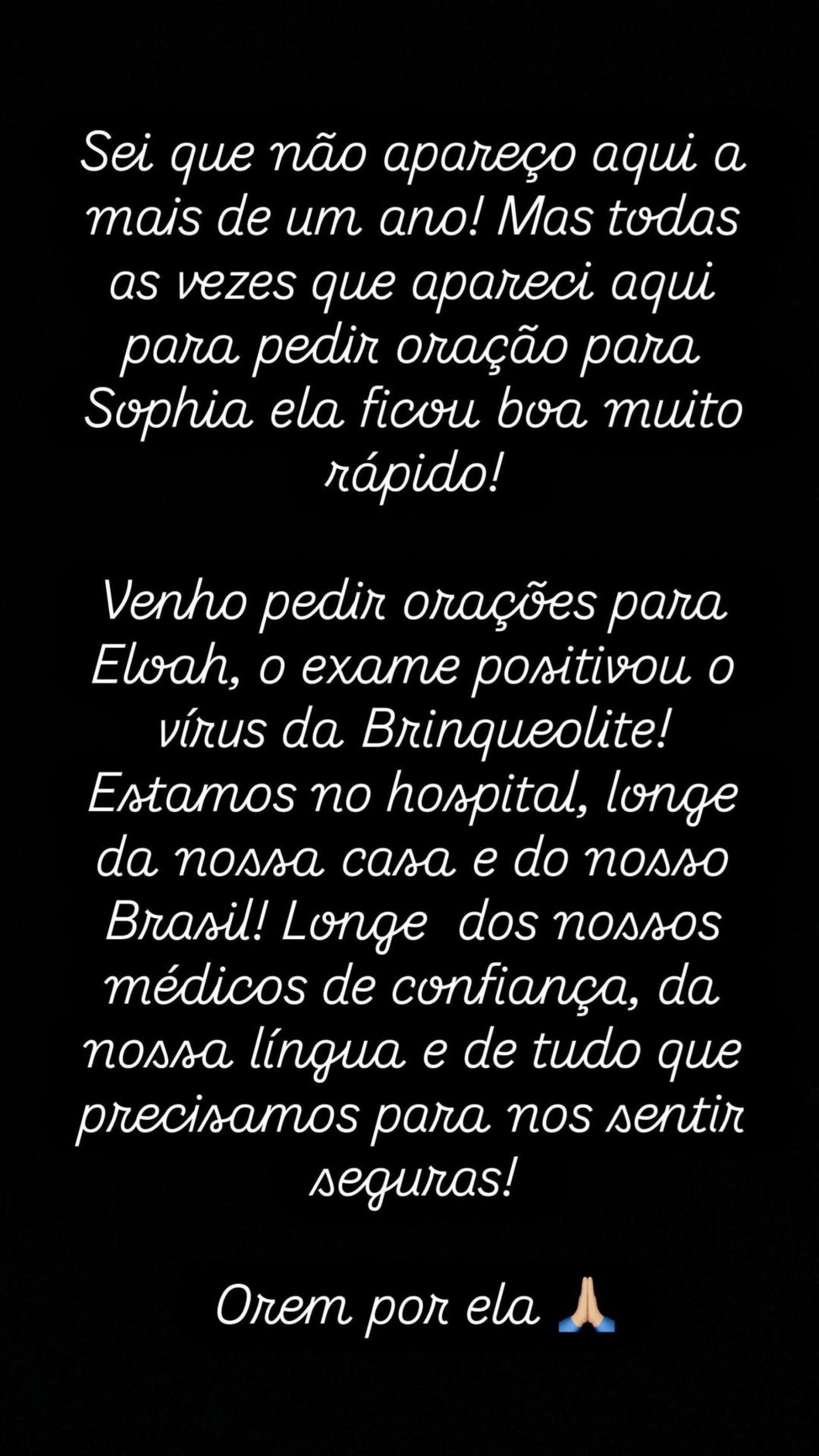 Maira Cardi pede orações para a filha - Reprodução/Instagram