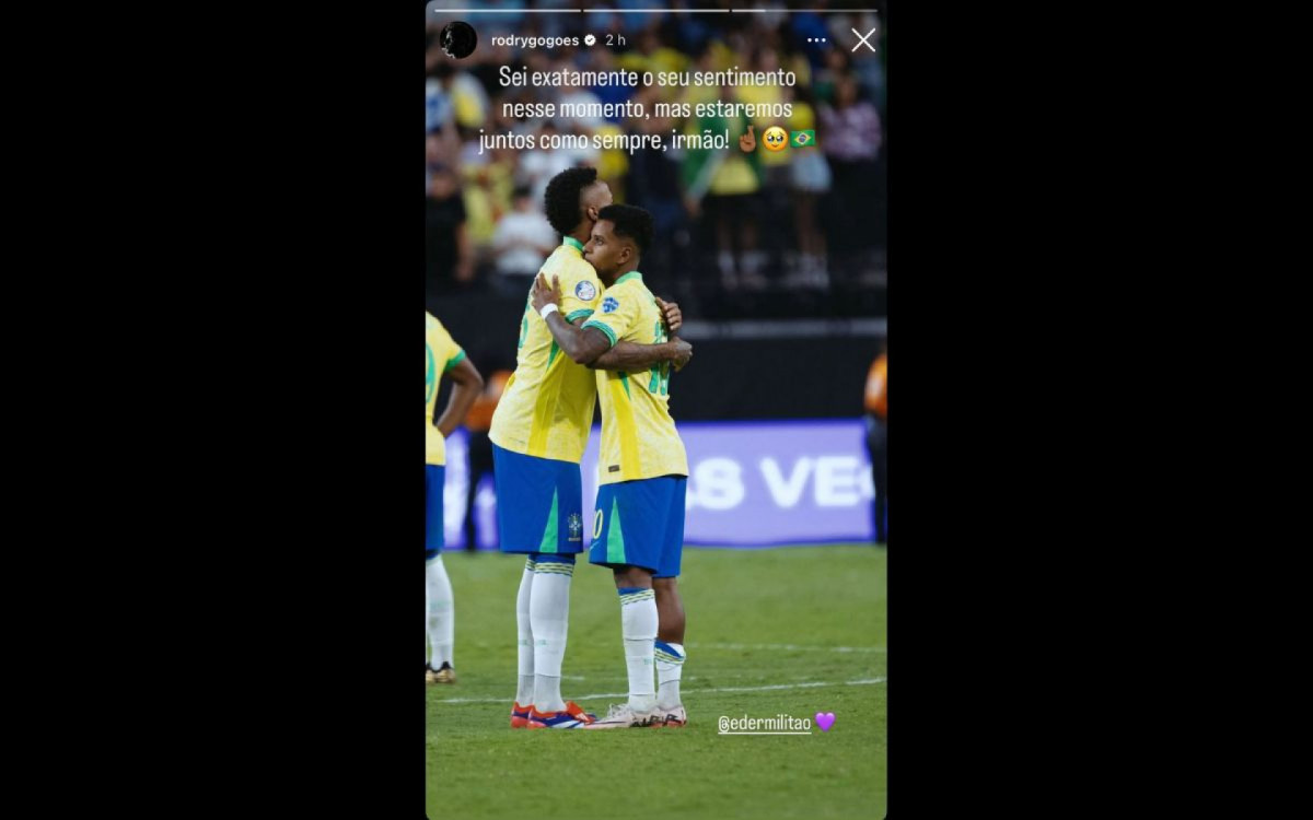 Mensagem de Rodrygo para Militão, nas redes sociais