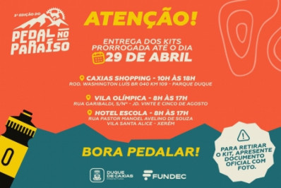 Entrega de kits do 'Pedal no Paraíso', em Caxias, é prorrogada