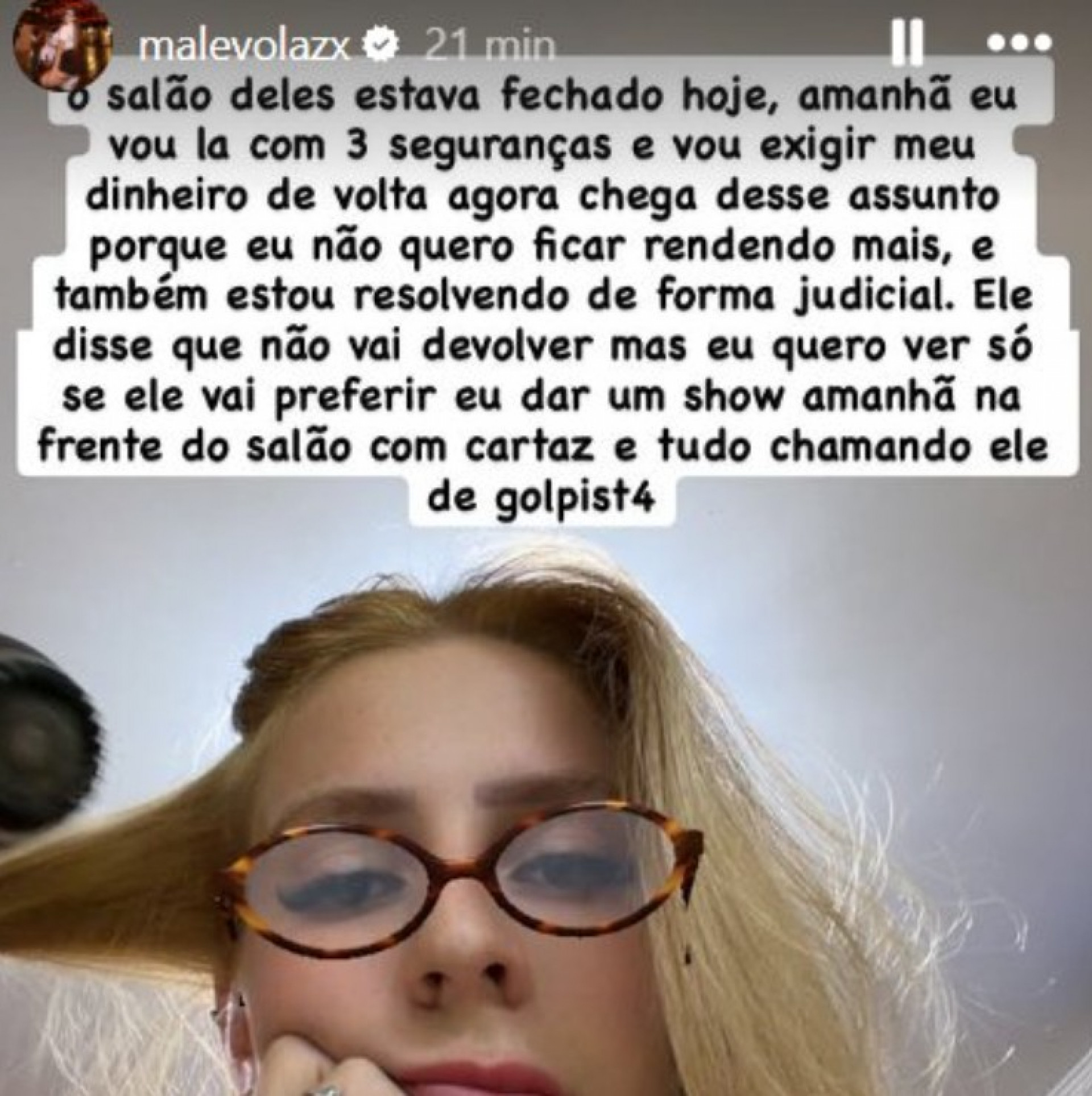 Malévola em story - Reprodução / Instagram