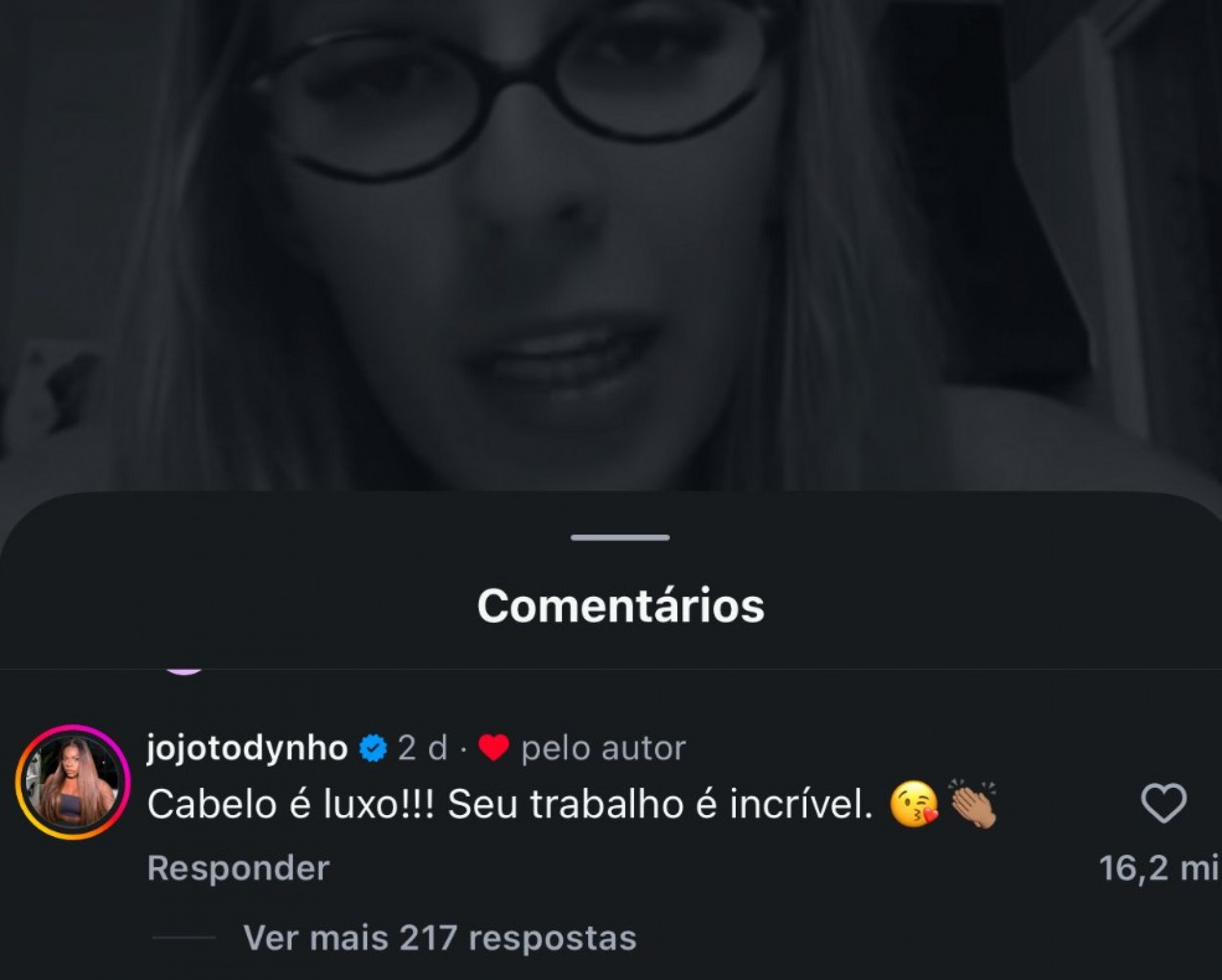 Jojo Todynho em comentário defendendo Robson, cabeleireiro - Reprodução / Instagram