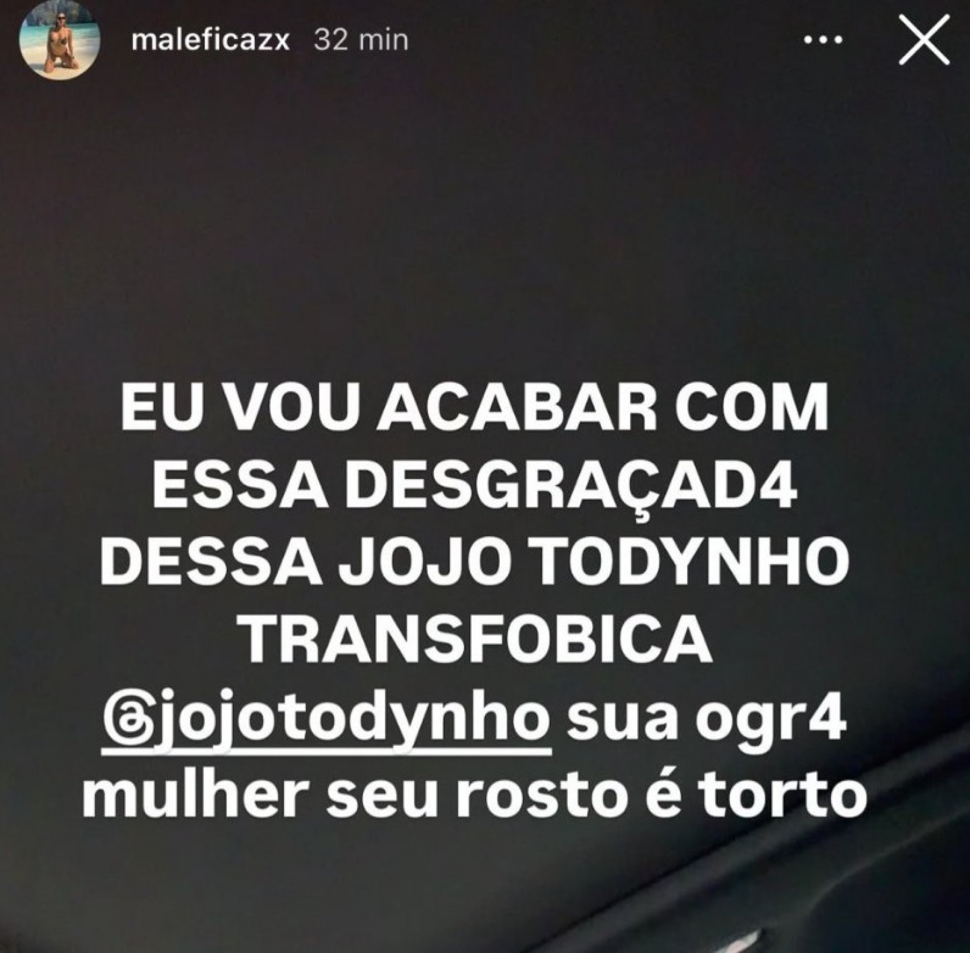 Malévola em story - Reprodução / Instagram