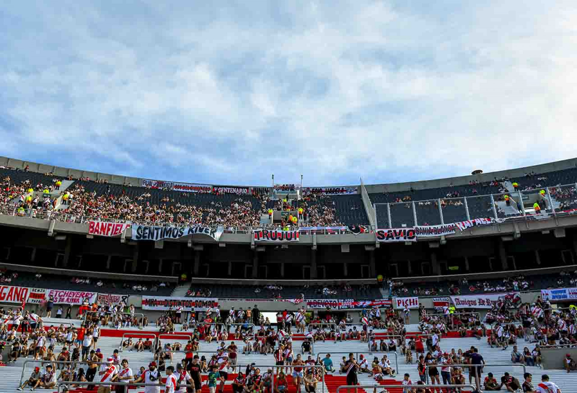BUENOS AIRES, ARGENTINA - FEBRUARY 4: View of Estadio Mas Monumental Antonio Vespucio Liberti prior a Copa de la Liga 2024 group A match between River Plate and Velez Sarsfield at Estadio Mas Monumental Antonio Vespucio Liberti on February 4, 2024 in Buenos Aires, Argentina. (Photo by Marcelo Endelli/Getty Images)