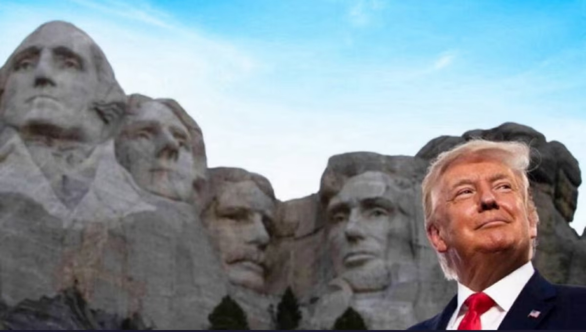 Trump posta foto com rosto no monte Rushmore e usa IA para 'tomar banho' em espelho d'água