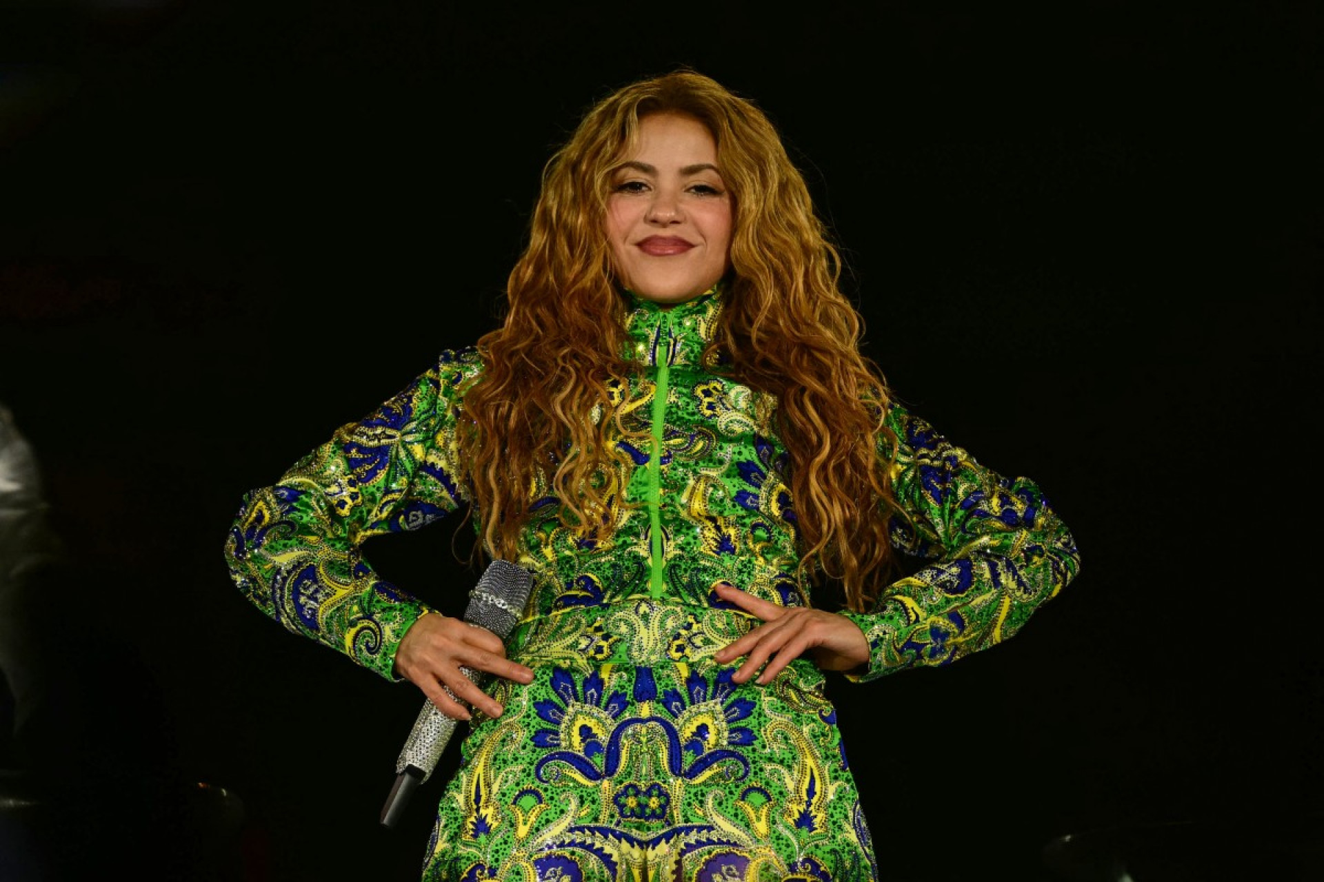 Colombian singer Shakira performs during a free concert at Copacabana beach in Rio de Janeiro, Brazil on May 2, 2026. (Photo by Pablo PORCIUNCULA / AFP) - PABLO PORCIUNCULA/AFP