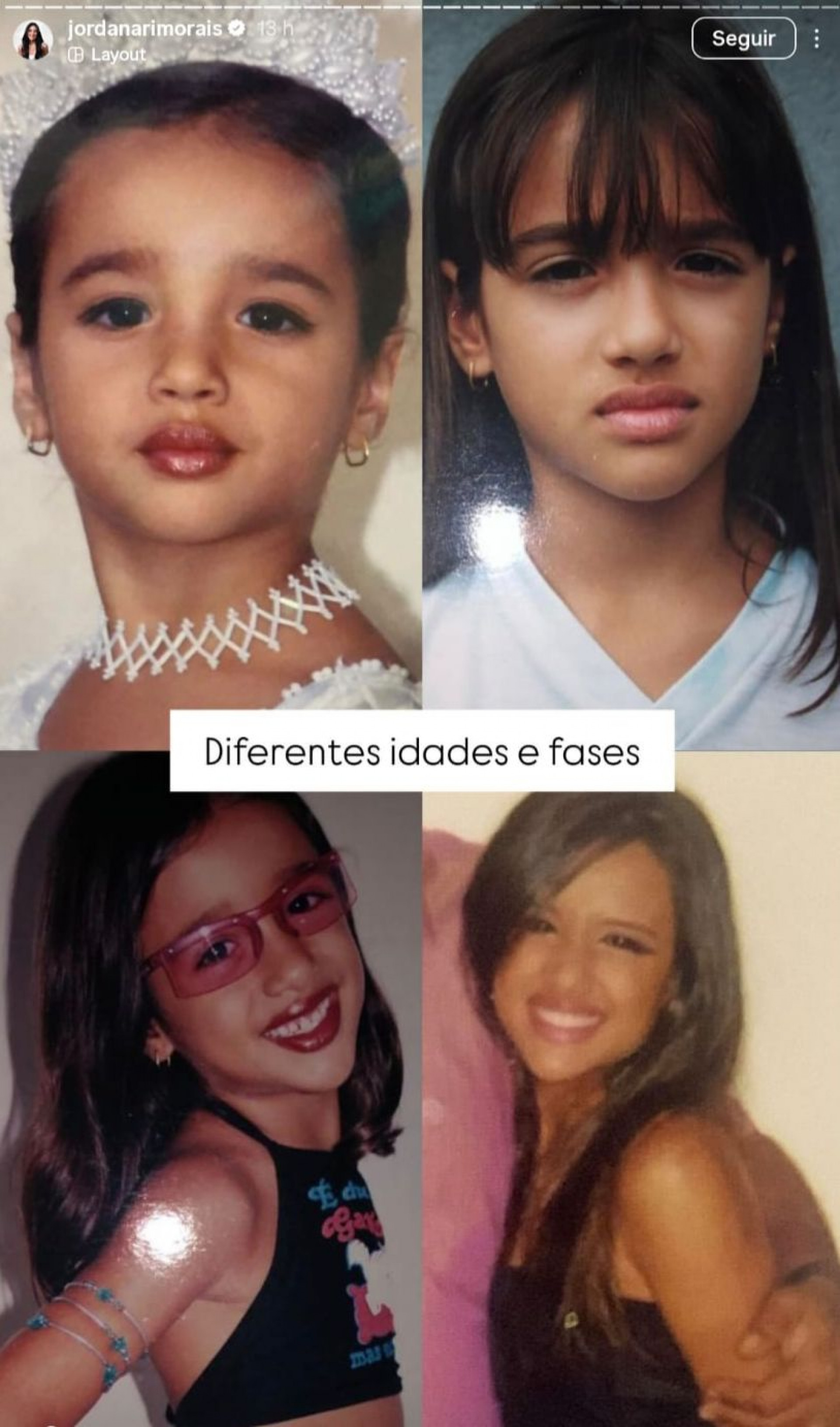 Jordana Morais em diferentes fases da infância em montagem no Instagram - Reprodução / Instagram