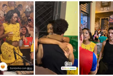 IZA é vista em roda de samba no Centro do Rio ao lado do namorado