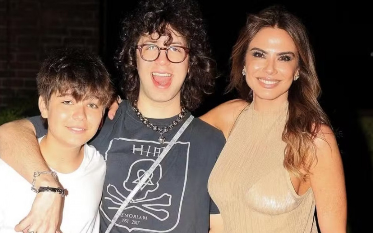 Luciana Gimenez com os filhos, Lorenzo e Lucas