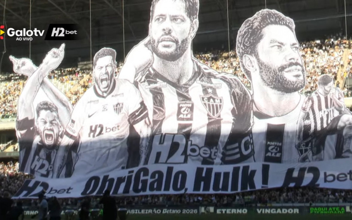 Mosaico 3D da torcida Atlético-MG em homenagem a Hulk, na Arena MRV
