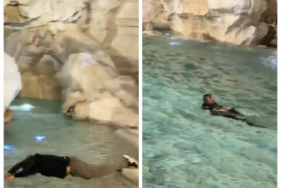 Vídeo: Turista é detido e multado por mergulhar e nadar na Fontana di Trevi