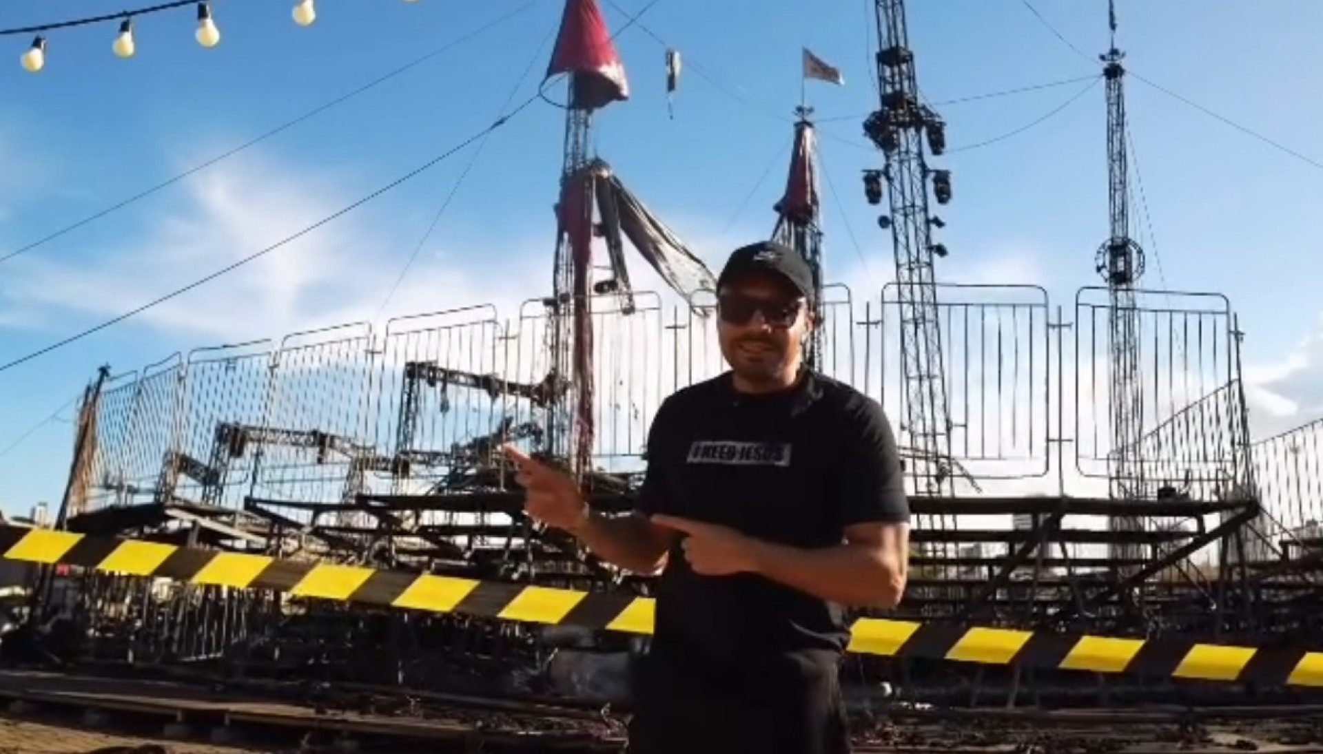 Tirullipa mostra situação do circo após incêndio - Reprodução de vídeo