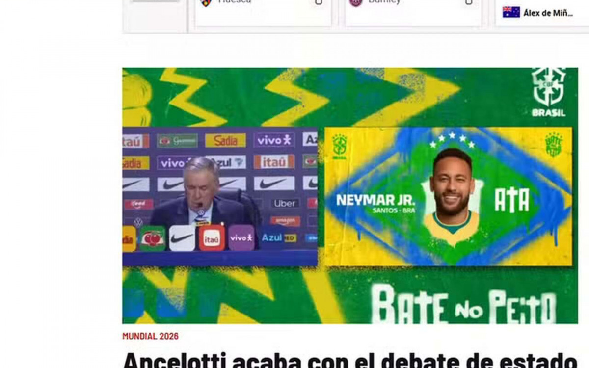 Neymar vira destaque na imprensa internacional ap&oacute;s convoca&ccedil;&atilde;o para a Copa