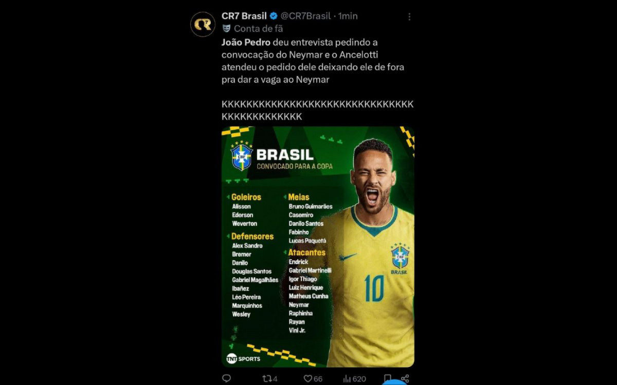 A convocação gerou repercussão nas redes sociais