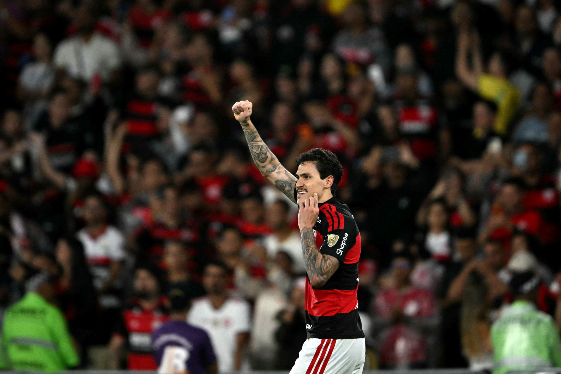Pedro comemora o gol marcado na vit&oacute;ria do Flamengo - Mauro Pimentel / AFP