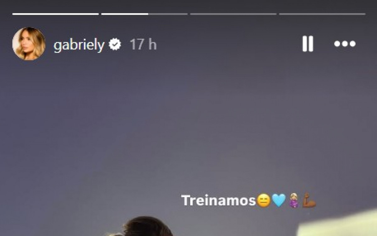 Gabrielly posta story mostrando a barriga de gr&aacute;vida p&oacute;s treino