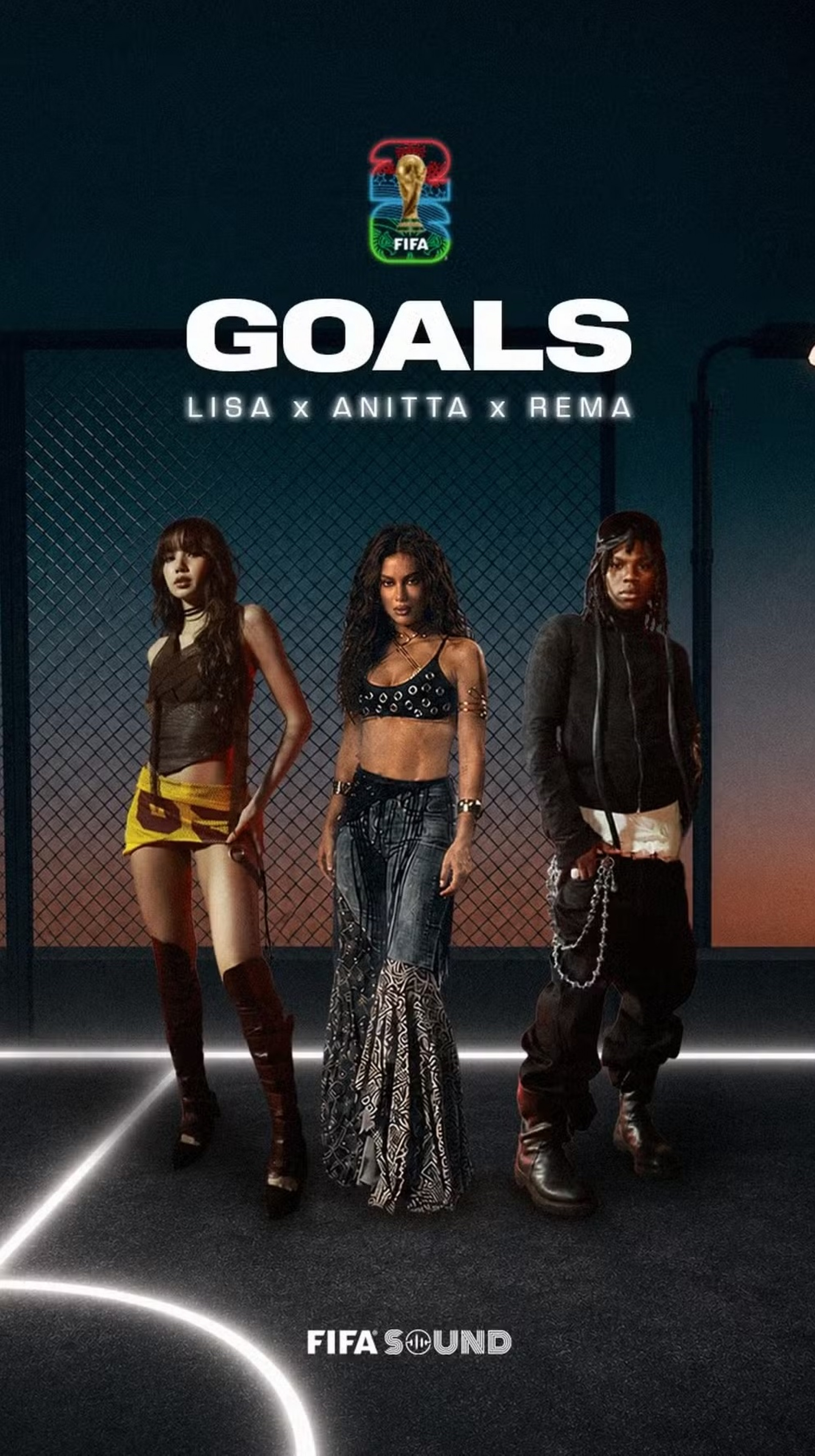 Cartaz de 'Goals', single de Lisa, Anitta e Rema para Copa do Mundo  - Reprodução/Instagram 