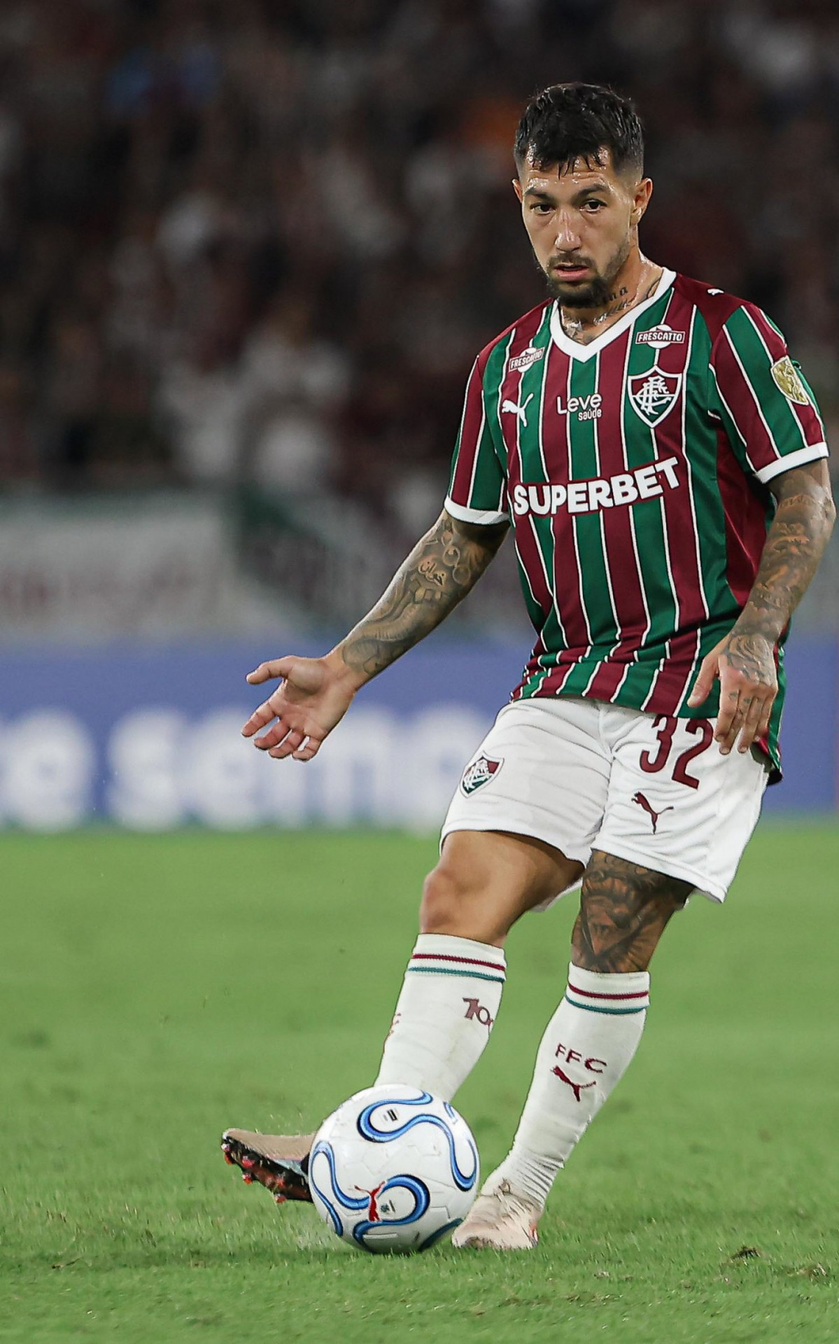 Lucho Acosta no jogo contra o Bolívar, na última quarta-feira (20) - Lucas Merçon / Fluminense