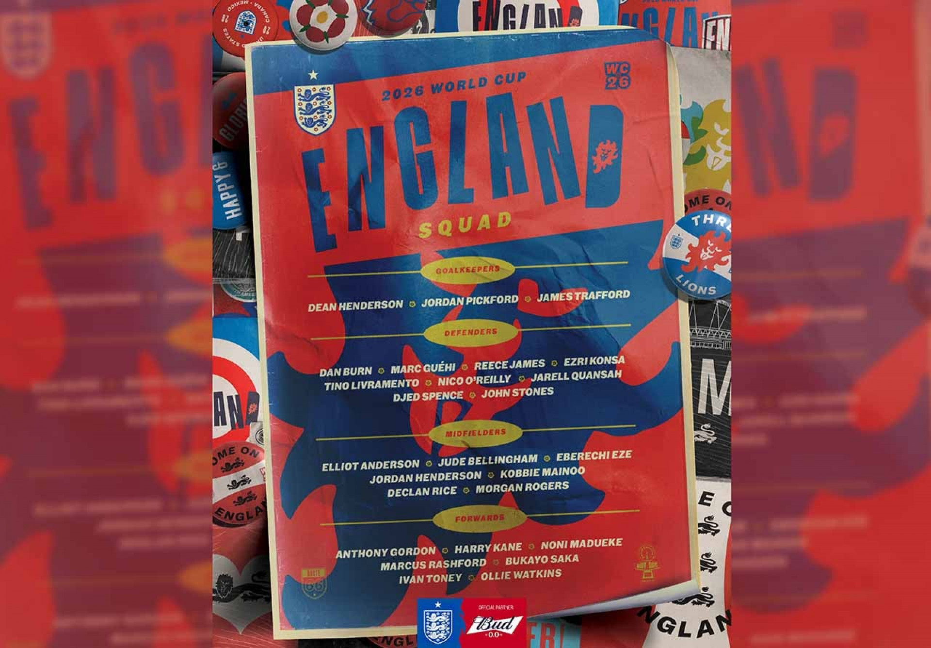 Sem medalh&otilde;es, Inglaterra anuncia seus convocados para a Copa do Mundo
