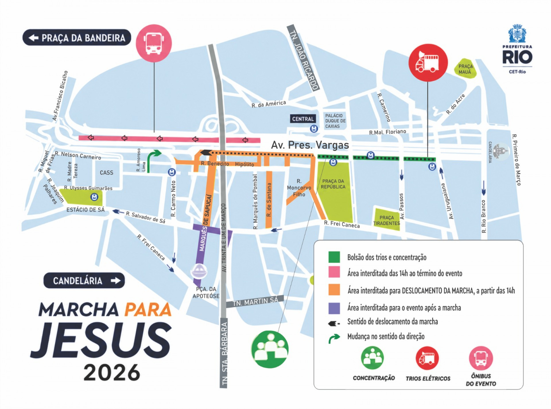 Recomendação é que público utilize transporte público para chegar ao evento
 - Divulgação / Prefeitura do Rio