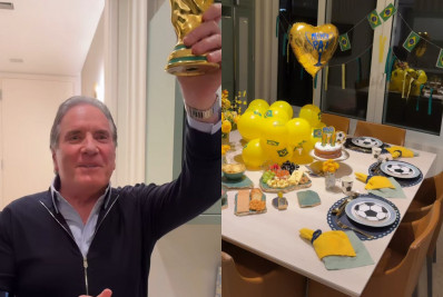 Roberto Justus ganha festa temática da Copa do Mundo e surpresa da família