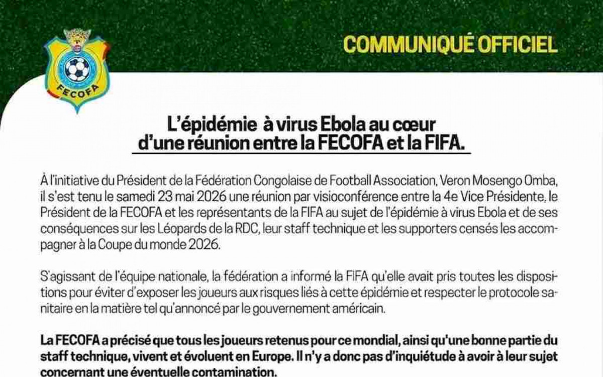 Surto de Ebola muda log&iacute;stica da RD Congo e sele&ccedil;&atilde;o adapta prepara&ccedil;&atilde;o para a Copa