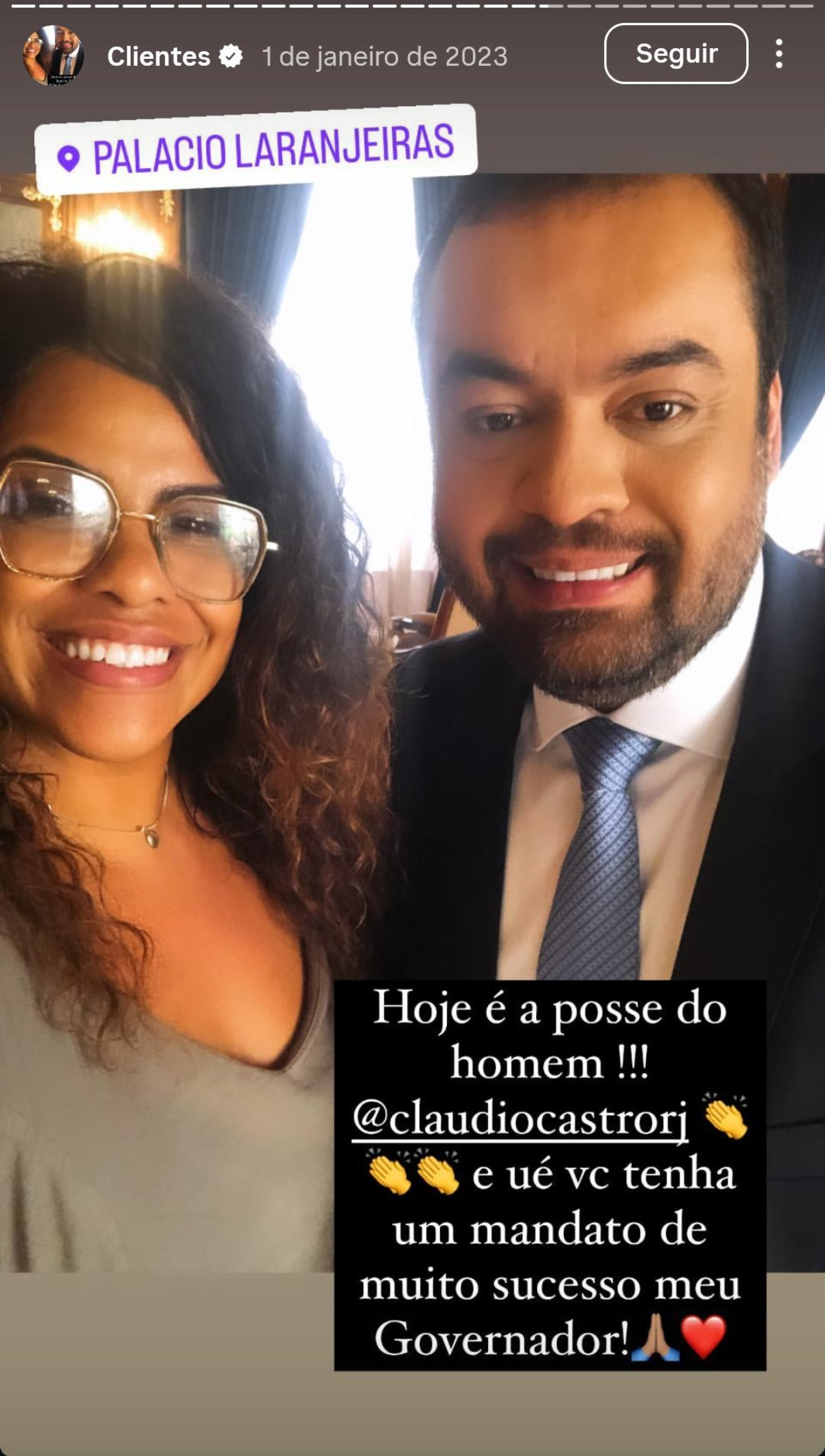 Cinthia Silva e Cláudio Castro - Reprodução / Instagram