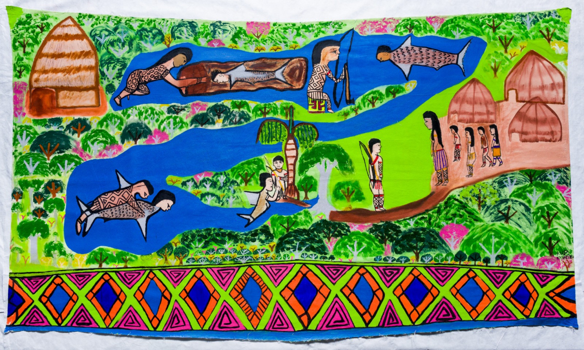 Cores vibrantes e autorepresentação estão presentes nas pinturas do povo Huni Kuin - Divulgação / Thales Leite